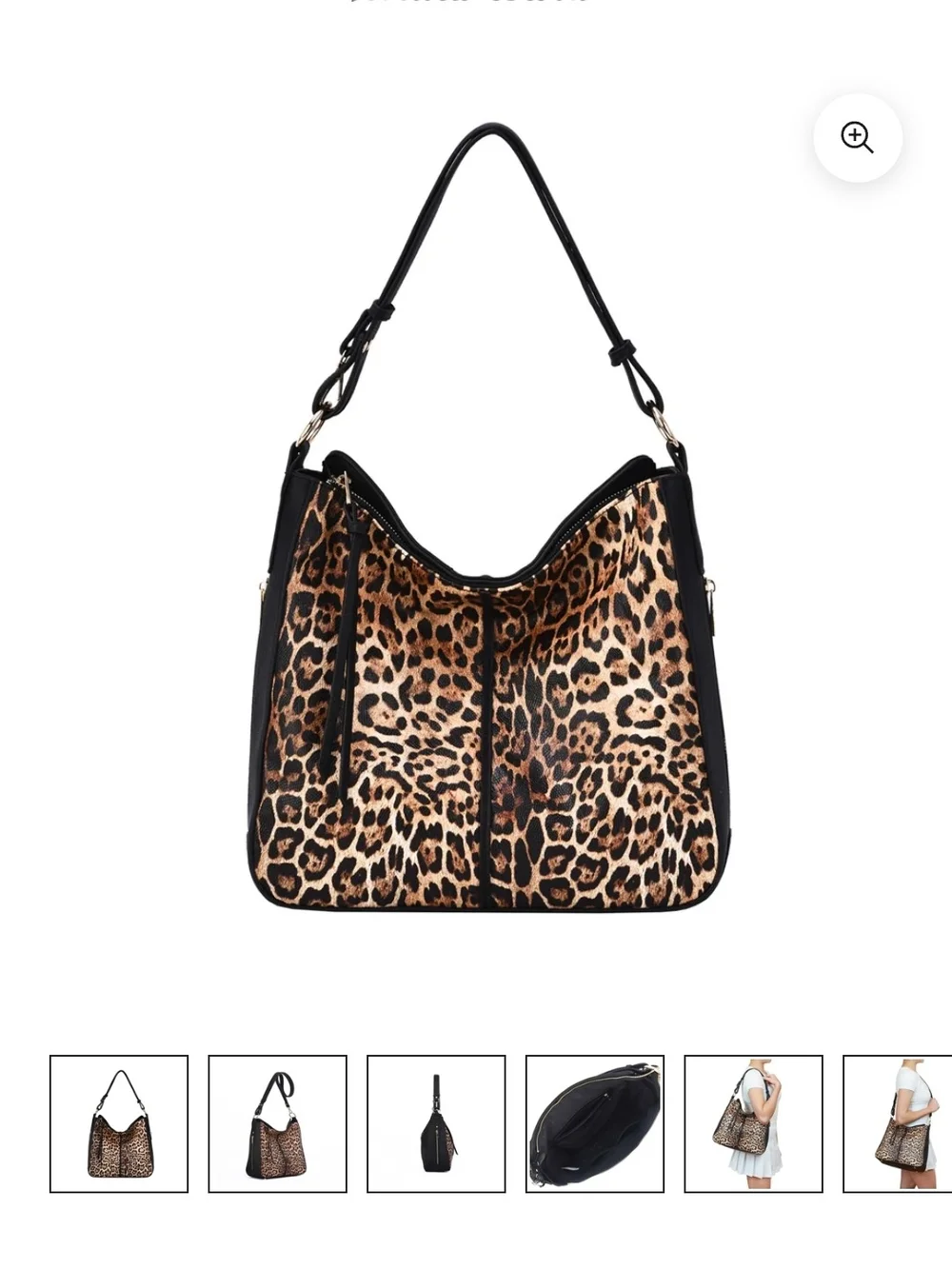 NWOT Maya Leopard Print Black & White Hobo Bag